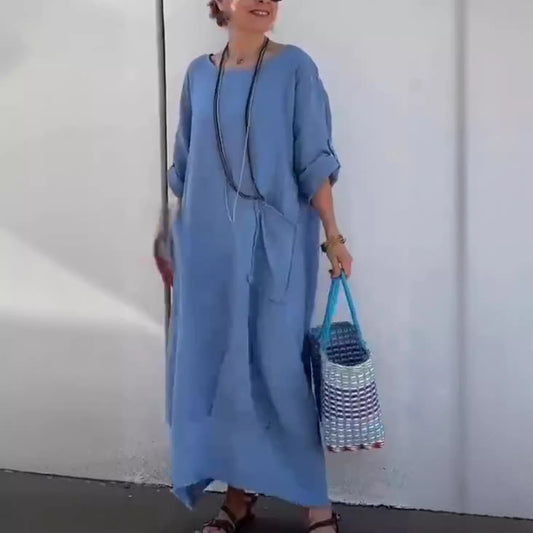 ⏰Last Day Hot Sale!!⌛FREE SHIPPING✈️Cotton and Linen Patchwork Long Dress