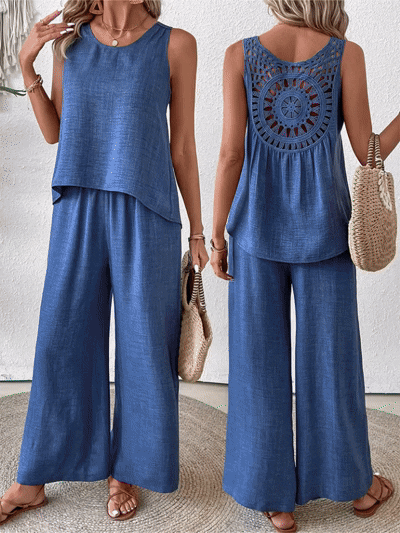 ⏰Last Day Hot Sale!!⌛✨2025 New Arrivals 50% OFF✨Sleeveless Top & Wide-Leg Pants Set