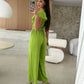 Buy 2 Free Shipping✈️🔥50% OFF🔥Women's Fashion Solid Color V-Neck Ruffle Sleeve Wide-Leg Jumpsuit