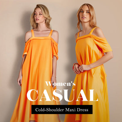 🏖️Summer Specials💃Women's Cold Shoulder Casual Maxi Dress