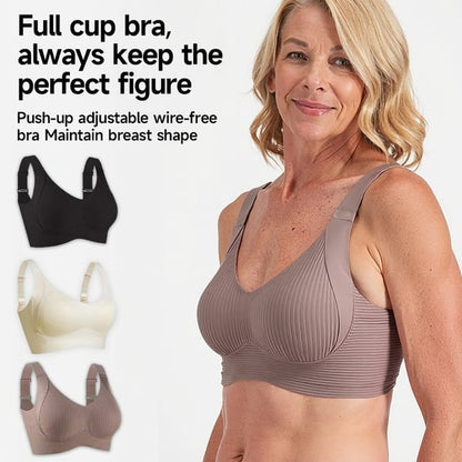 🎁🔥Last Day-Buy 1 Get 3 Packs💕Women's Ribbed Push Up Adjustable Wireless Bra🌸