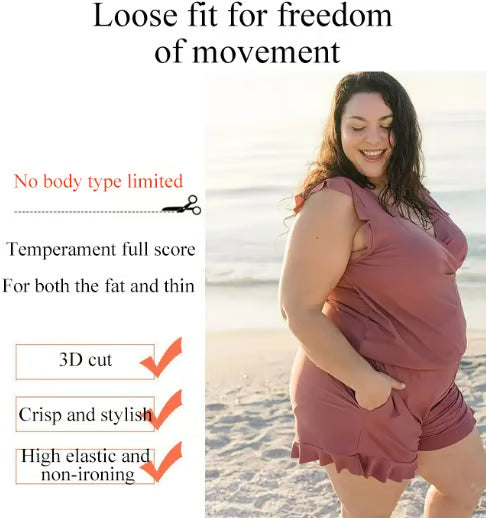 🎉Summer Hot Sale🔥😍Swim Romper Built-in Bra & Shorts with Pockets👗