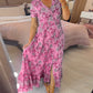 💥Lastday! Hurry up！！💥💃Hot Sale 49% OFF🔥✈️✈️Free Shipping - Floral Print V-neck Dress