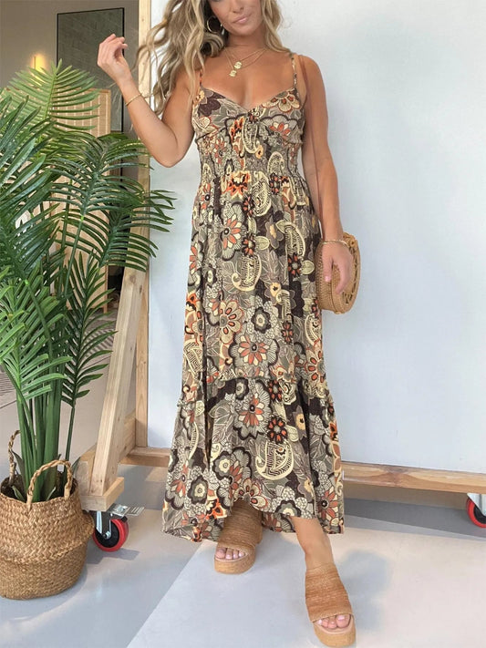 BUY 2 FREE SHIPPING✈️🌸LAST DAY PROMOTION - 50%OFF🌸Women’s Sexy Spaghetti Strap Floral Print Long Dress
