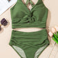 👙👙2025 New Type ~50% OFF 👙Textured Knot-Front High-Waisted Bikini Set