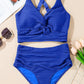 👙👙2025 New Type ~50% OFF 👙Textured Knot-Front High-Waisted Bikini Set