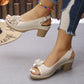 ⏰Last Day Hot Sale!!⌛BUY 2 SAVE 15%🎁Women's Casual Floral Hollow Out Slope Heel Sandals