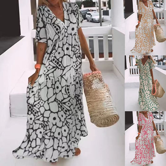 【💥Final 3-hour Preferential Deal 💥】💖SUMMER HOT SALE🎁 2025 New Short-sleeved Printed Dress