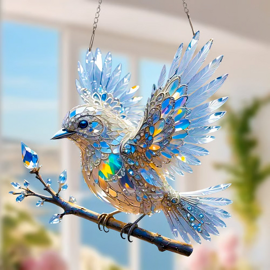 【💥Final 3-hour Preferential Deal 💥】🐦✨Crystal Sky Bluebird Stained Art Ornament(8 inches)