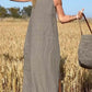 💥Lastday! Hurry up！！💥BUY 2 SAVE 15%🎁Women's Casual Solid Color Halter Sleeveless Linen Dress