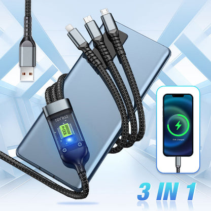 ✨2025 Hot Sale⌛Transparent Luminous 3-in-1 Super Fast Charging Cable