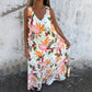 💕⏰Last Day Hot Sale!!⌛💕Buy 2 save 15%🎁 Women's Leaves Pattern V-Neck Sleeveless Floor-Length Dress