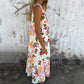 💕⏰Last Day Hot Sale!!⌛💕Buy 2 save 15%🎁 Women's Leaves Pattern V-Neck Sleeveless Floor-Length Dress