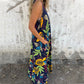 💕⏰Last Day Hot Sale!!⌛💕Buy 2 save 15%🎁 Women's Leaves Pattern V-Neck Sleeveless Floor-Length Dress