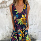 💕⏰Last Day Hot Sale!!⌛💕Buy 2 save 15%🎁 Women's Leaves Pattern V-Neck Sleeveless Floor-Length Dress