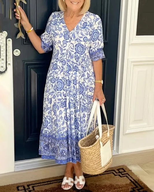 ⏰Last Day Hot Sale!!⌛BUY 2 SAVE 15%😍V-neck Bohemian Dress👗✨🎁
