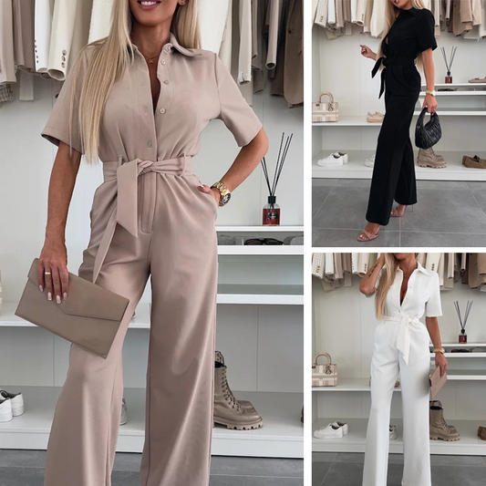 🎉🛍️Summer New Arrivals👗Women’s Button-Down Jumpsuit with Waist Tie