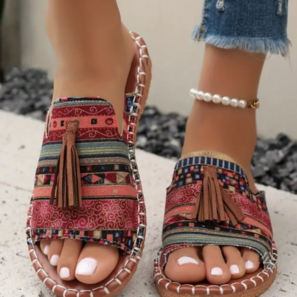 【💥Final 3-hour Preferential Deal 💥】✨Women's Boho Print Slide Sandals-It's not just about beauty, it's about confidence🥰
