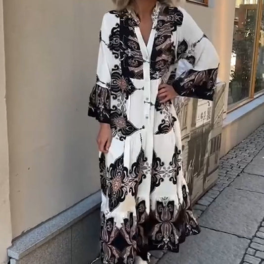 ⏰Last Day Hot Sale!!⌛🌸Women's Elegant Printed Loose Flowy Dresses