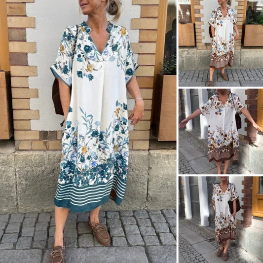 【💥Final 3-hour Preferential Deal 💥】FREE SHIPPING✈️Women’s Floral Print Casual Loose Midi Dress