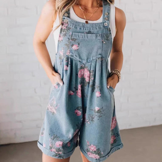 Buy 2 get extra 10% off🌸2025 New Fashion🌸 Vintage Floral Printed Denim Jumpsuit