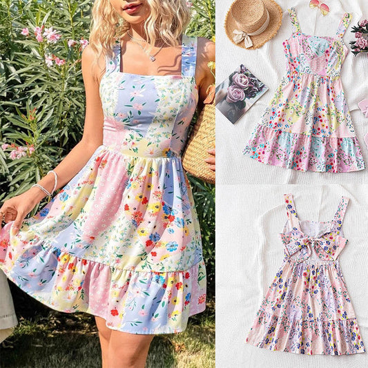 🎉Summer Hot Sale 50% OFF🌞Buy 2 get extra 10% off🌸 Romantic Bloom! Floral printed sleeveless mini dress 👗