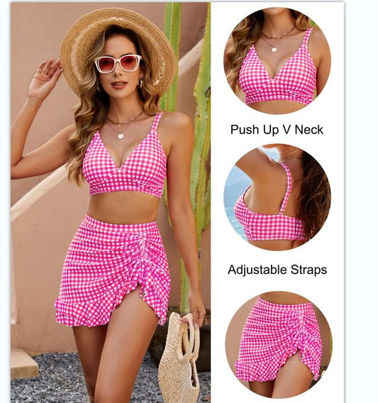 【💥Final 3-hour Preferential Deal 💥】👙2025 New Type 49% OFF💥High Waisted Bikini Sets Women's Tummy Control Gingham