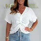 FREE SHIPPING✈️✨2025 New Arrivals ✨Women's Casual V-Neck Tie Front Short Sleeve Top