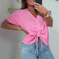 FREE SHIPPING✈️✨2025 New Arrivals ✨Women's Casual V-Neck Tie Front Short Sleeve Top