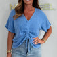 FREE SHIPPING✈️✨2025 New Arrivals ✨Women's Casual V-Neck Tie Front Short Sleeve Top