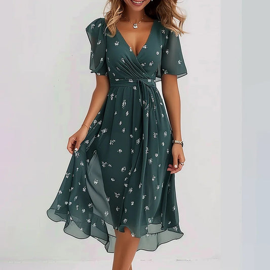 【💥Final 3-hour Preferential Deal 💥】FREE SHIPPING✈️🔥Hot Sale 49% OFF💝✨Special Blue Short Sleeve Midi Dress