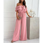 ⏰Last Day Hot Sale!!⌛🌞Summer Sale🌺 Women’s Off - Shoulder Ruffle Jumpsuit – 52% OFF
