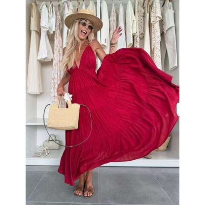 Free Shipping✈️🔥Hot Sale 50% OFF🔥Women's Deep V-Neck Backless Maxi Dress