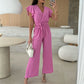 Buy 2 Free Shipping✈️🔥50% OFF🔥Women's Fashion Solid Color V-Neck Ruffle Sleeve Wide-Leg Jumpsuit