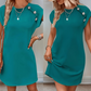 ✨2025 Hot Sale⌛Solid Color Round Neck Slimming A-Line Dress