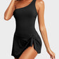 ⏰Last Day Hot Sale!!⌛⛱️Last Day Promotion 49% OFF🔥One Shoulder Skirted One Piece Swimsuit