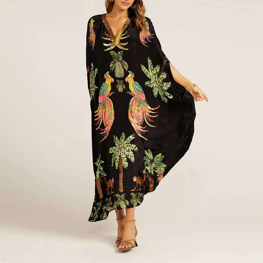 【💥Final 3-hour Preferential Deal 💥】Women’s Elegant Loose V-Neck Printed Dress