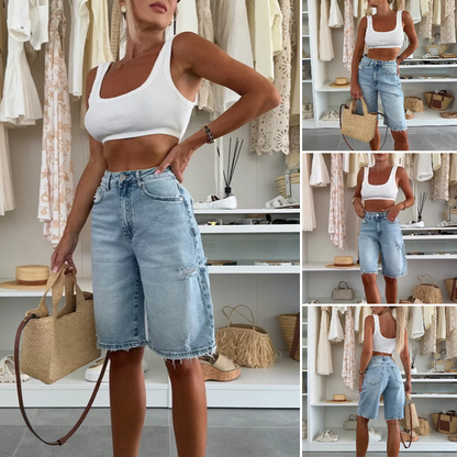 Buy 2 Save 15%⏰Last Day Hot Sale!!⌛👖Retro Destroyed Denim Midi Pants