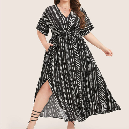 ✨2025 Hot Sale⌛Women's Fashion V-Neck Split Hem Dresses