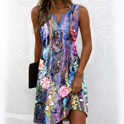 🏖️Summer Specials🌴Women's Sleeveless V-Neck Printed Dresses