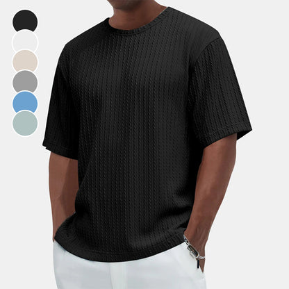 ✨2025 Hot Sale⌛Men's Casual Versatile Textured Crew Neck T-Shirt